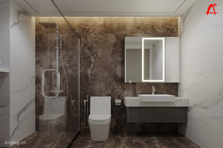 Thiết kế căn hộ penthouse Vimeco: nội thất phòng wc